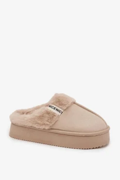 Boto Kapcie Damskie Z Futerkiem Jasnobeżowe Parisse Beżowy