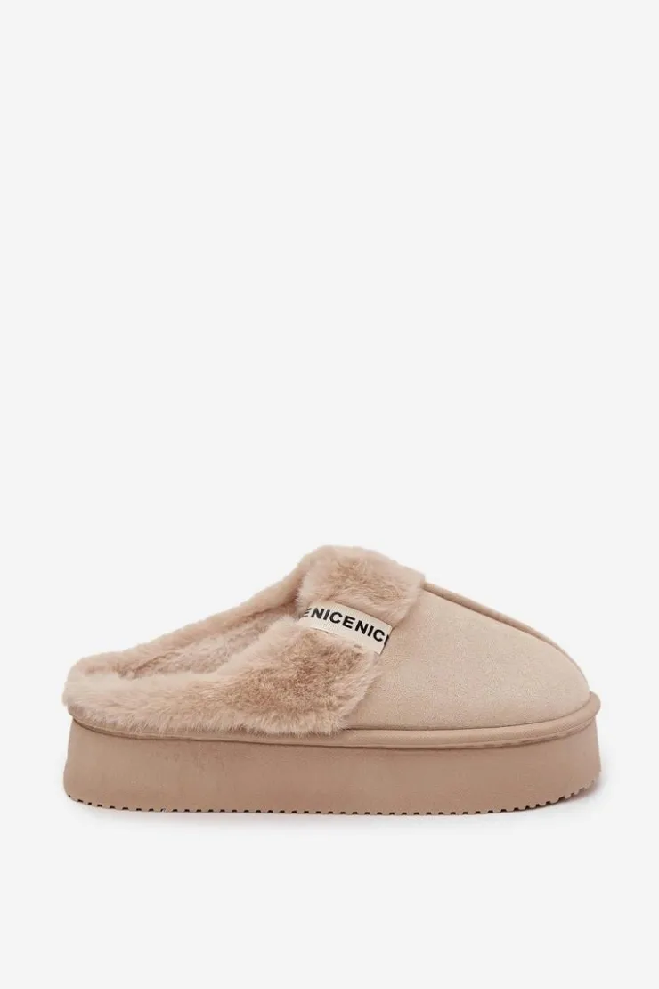 Boto Kapcie Damskie Z Futerkiem Jasnobeżowe Parisse Beżowy