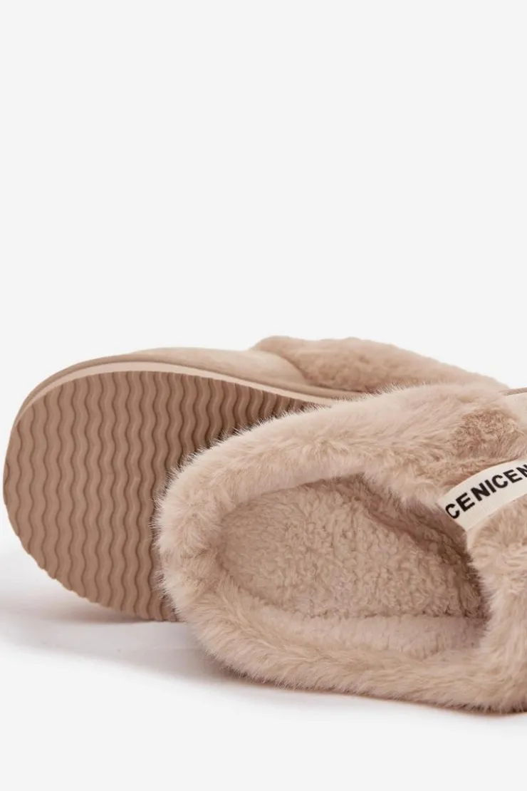 Boto Kapcie Damskie Z Futerkiem Jasnobeżowe Parisse Beżowy