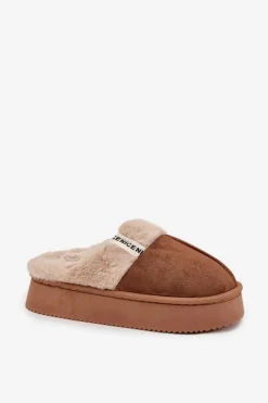 Damskie Boto Kapcie Damskie Z Futerkiem Brązowe Parisse