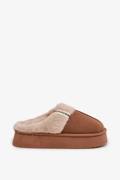 Damskie Boto Kapcie Damskie Z Futerkiem Brązowe Parisse