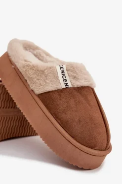 Damskie Boto Kapcie Damskie Z Futerkiem Brązowe Parisse