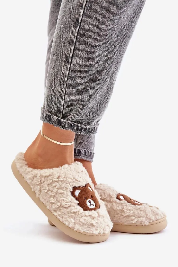 New Boto Kapcie Damskie Z Futerkiem Typu Baranek I Misiem Beżowe Temiena