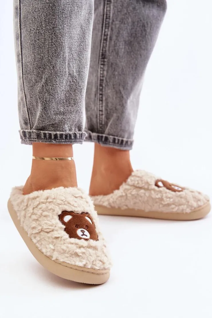 New Boto Kapcie Damskie Z Futerkiem Typu Baranek I Misiem Beżowe Temiena