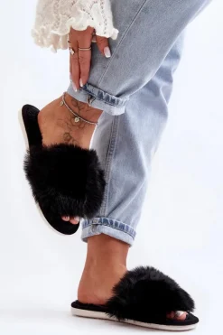 Damskie Boto Kapcie Damskie Z Futerkiem Czarne Vienitta