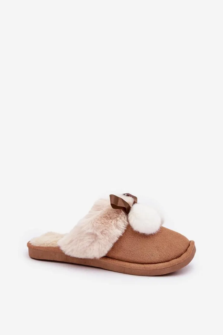 Sale Boto Kapcie Damskie Z Futerkiem Camel Nartani Brązowy