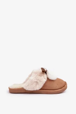 Sale Boto Kapcie Damskie Z Futerkiem Camel Nartani Brązowy