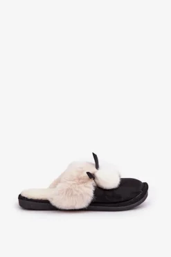 Best Boto Kapcie Damskie Z Futerkiem Czarne Nartani Czarny