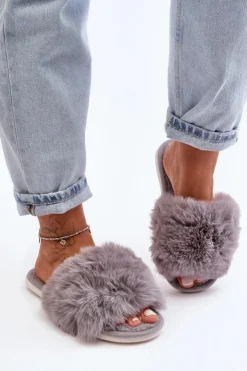 Sale Boto Kapcie Damskie Z Futerkiem Szare Vienitta
