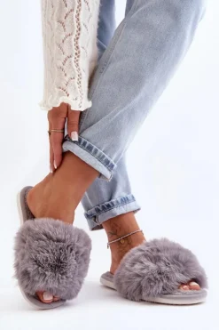 Sale Boto Kapcie Damskie Z Futerkiem Szare Vienitta