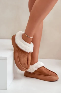 Boto Kapcie Klasyczne*Kapcie Damskie Z Futerkiem Camel Zinntia