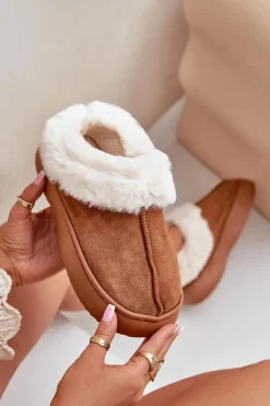 Boto Kapcie Klasyczne*Kapcie Damskie Z Futerkiem Camel Zinntia