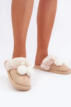 Damskie Boto Kapcie Damskie Z Futerkiem Beżowe Nartani