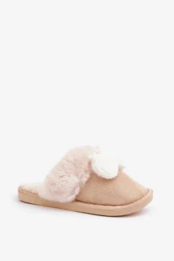 Damskie Boto Kapcie Damskie Z Futerkiem Beżowe Nartani