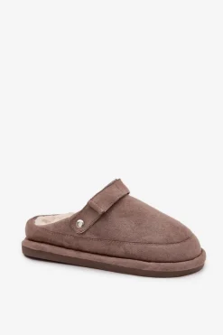 Boto Śniegowce Damskie|Kapcie Klasyczne*Kapcie Damskie Z Paskiem Ocieplane Futerkiem Ciemnobeżowe Rilena Beżowy