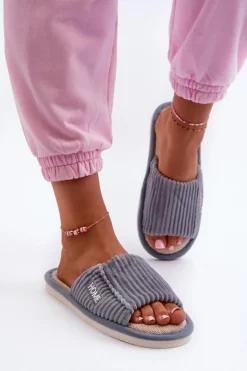 Damskie Boto Kapcie Damskie Z Przeszyciami Niebieskie Marique