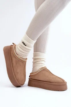 Hot Boto Kapcie Na Grubej Podeszwie Z Eko Zamszu Beżowe Sylva