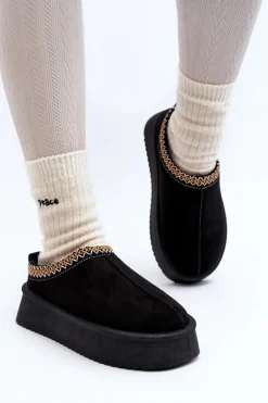 Best Boto Kapcie Na Grubej Podeszwie Z Eko Zamszu Czarne Sylva