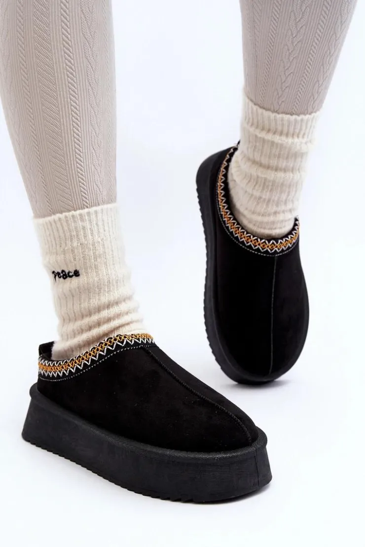 Best Boto Kapcie Na Grubej Podeszwie Z Eko Zamszu Czarne Sylva