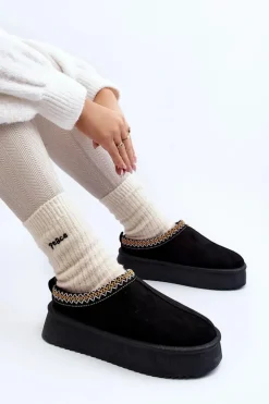 Best Boto Kapcie Na Grubej Podeszwie Z Eko Zamszu Czarne Sylva