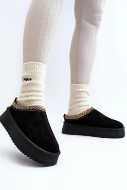 Best Boto Kapcie Na Grubej Podeszwie Z Eko Zamszu Czarne Sylva