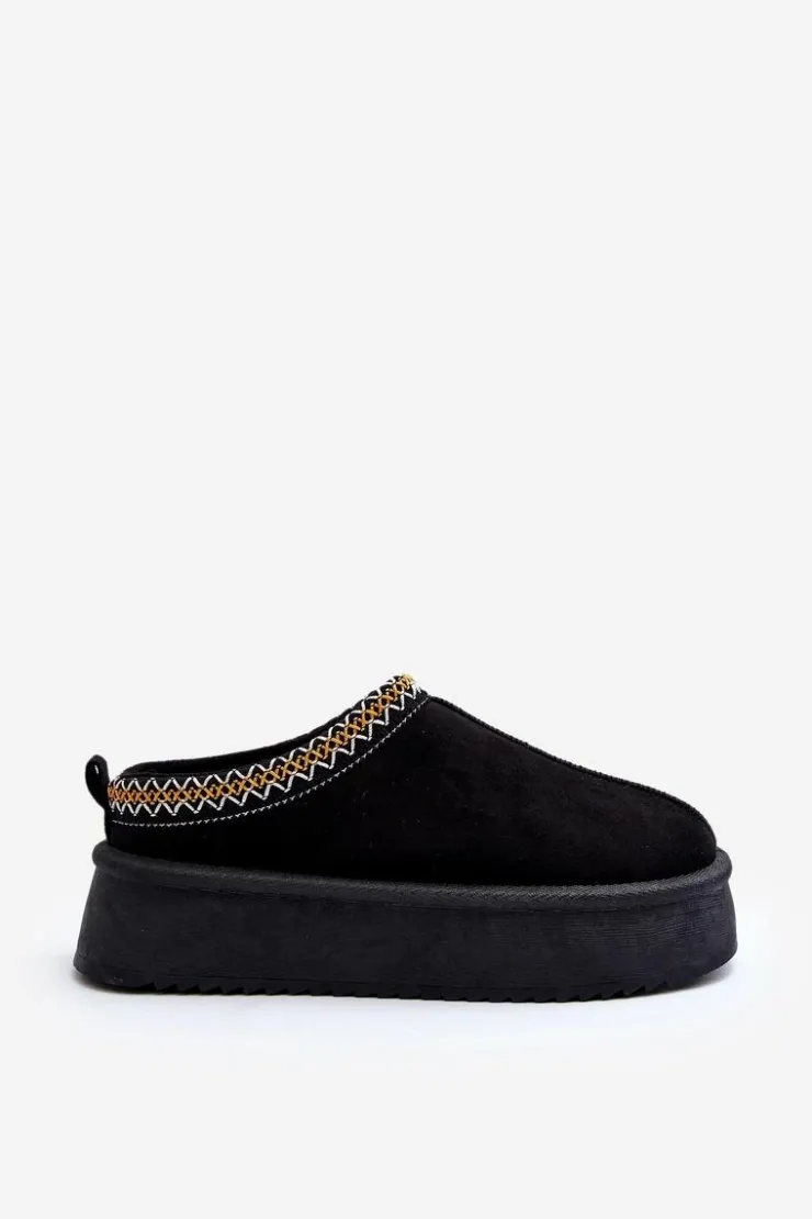 Best Boto Kapcie Na Grubej Podeszwie Z Eko Zamszu Czarne Sylva