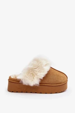 Damskie Boto Kapcie Śniegowce Damskie Na Platformie Camel Phiniopis