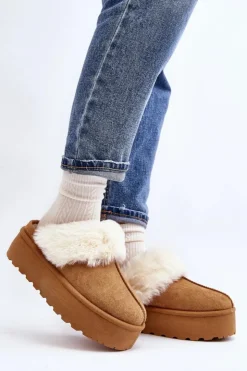 Damskie Boto Kapcie Śniegowce Damskie Na Grubej Podeszwie Camel Starlyn