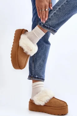 Damskie Boto Kapcie Śniegowce Damskie Na Grubej Podeszwie Camel Starlyn