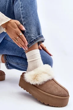 Damskie Boto Kapcie Śniegowce Damskie Na Grubej Podeszwie Khaki Starlyn