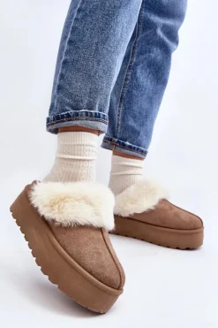 Damskie Boto Kapcie Śniegowce Damskie Na Grubej Podeszwie Khaki Starlyn