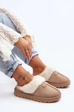 Boto Śniegowce Damskie|Kapcie Klasyczne*Kapcie Śniegowce Damskie Z Kożuchem Beżowe Villene