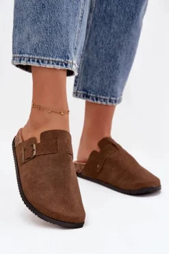 Boto Klapki Korkowe|Klapki Na Platformie*Klapki Chodaki Damskie i Na Platformie Z Klamrą Brązowe Selio Brązowy