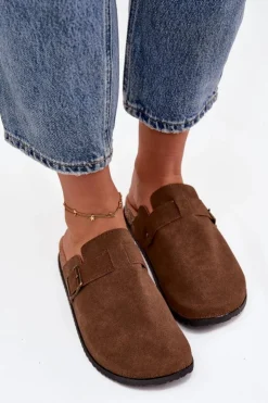 Boto Klapki Korkowe|Klapki Na Platformie*Klapki Chodaki Damskie i Na Platformie Z Klamrą Brązowe Selio Brązowy