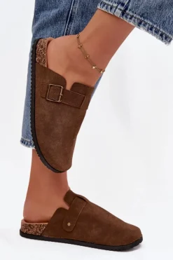 Boto Klapki Korkowe|Klapki Na Platformie*Klapki Chodaki Damskie i Na Platformie Z Klamrą Brązowe Selio Brązowy