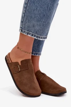 Boto Klapki Korkowe|Klapki Na Platformie*Klapki Chodaki Damskie i Na Platformie Z Klamrą Brązowe Selio Brązowy