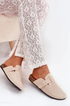 Boto Klapki Korkowe|Klapki Na Platformie*Klapki Chodaki Damskie i Na Korkowej Platformie Z Klamrą Jasnobeżowe Klarae