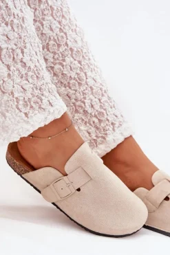 Boto Klapki Korkowe|Klapki Na Platformie*Klapki Chodaki Damskie i Na Korkowej Platformie Z Klamrą Jasnobeżowe Klarae