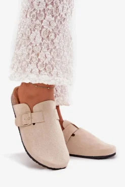 Boto Klapki Korkowe|Klapki Na Platformie*Klapki Chodaki Damskie i Na Korkowej Platformie Z Klamrą Jasnobeżowe Klarae