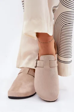 Damskie Boto Klapki ChodakI Damskie i Na Platformie Z Klamrą Beżowe Selio