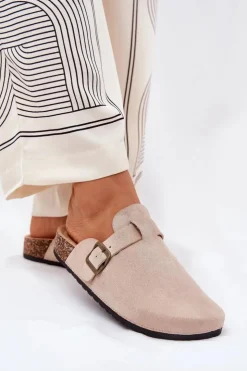 Damskie Boto Klapki ChodakI Damskie i Na Platformie Z Klamrą Beżowe Selio