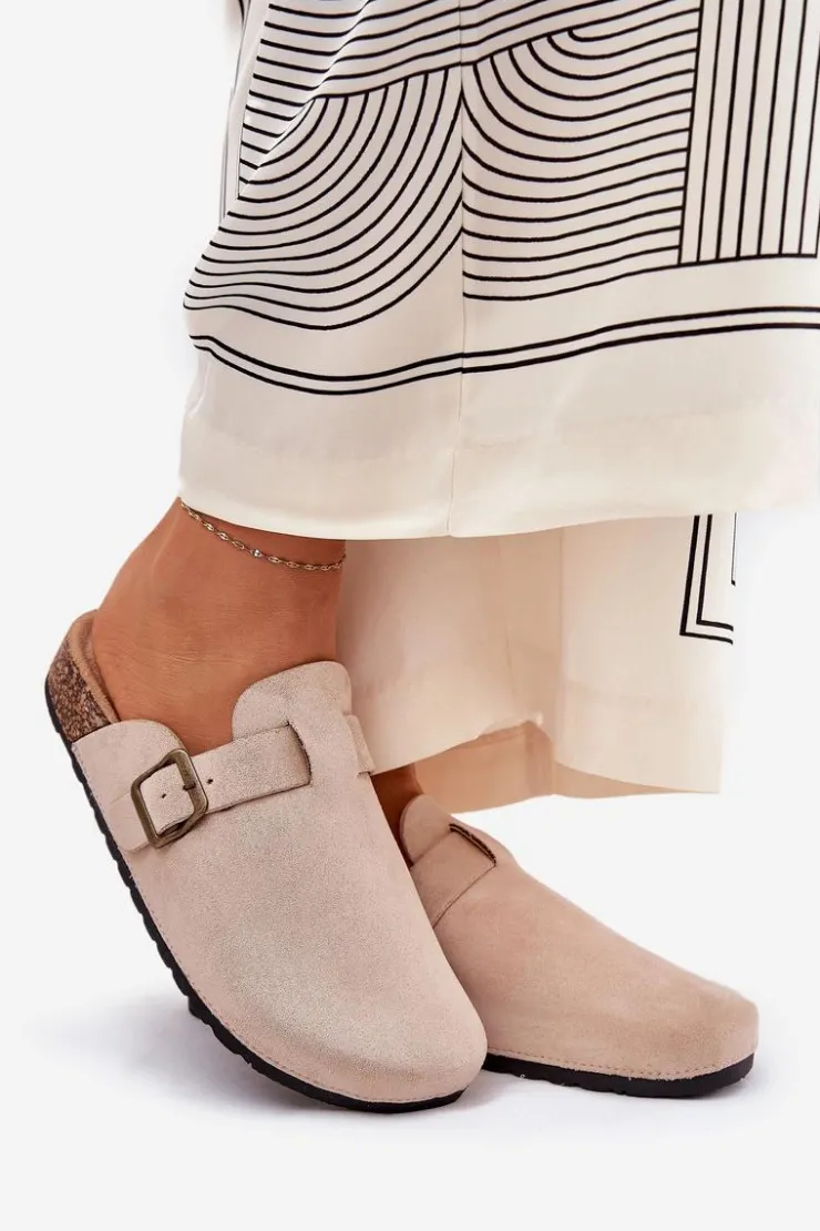 Damskie Boto Klapki ChodakI Damskie i Na Platformie Z Klamrą Beżowe Selio