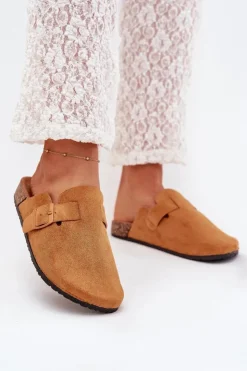 Damskie Boto Klapki Chodaki Damskie i Na Korkowej Platformie Z Klamrą Camel Klarae