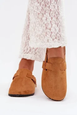 Damskie Boto Klapki Chodaki Damskie i Na Korkowej Platformie Z Klamrą Camel Klarae