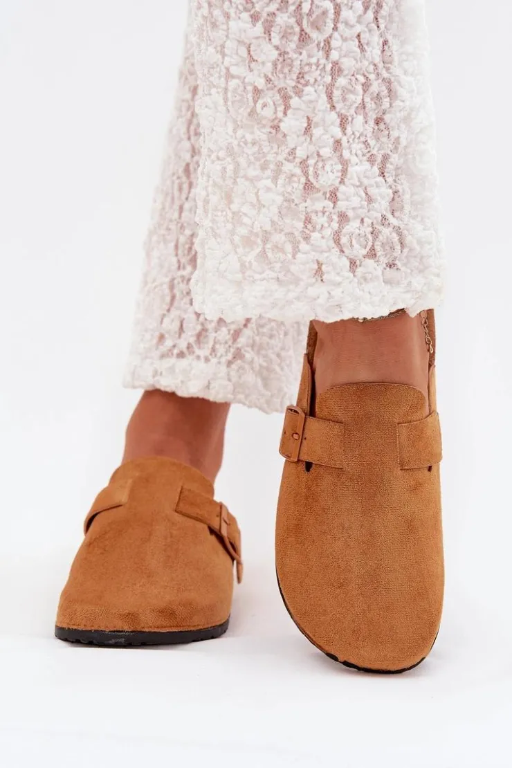 Damskie Boto Klapki Chodaki Damskie i Na Korkowej Platformie Z Klamrą Camel Klarae