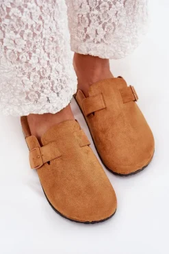 Damskie Boto Klapki Chodaki Damskie i Na Korkowej Platformie Z Klamrą Camel Klarae