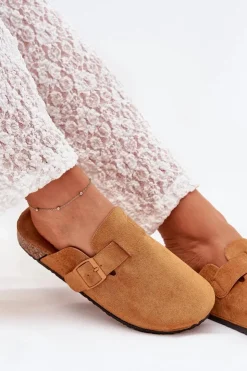 Damskie Boto Klapki Chodaki Damskie i Na Korkowej Platformie Z Klamrą Camel Klarae