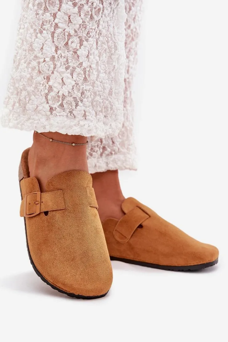 Damskie Boto Klapki Chodaki Damskie i Na Korkowej Platformie Z Klamrą Camel Klarae