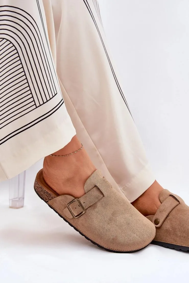 Damskie Boto Klapki Chodaki Damskie i Na Platformie Z Klamrą Khaki Selio