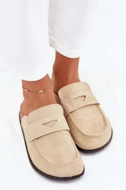 Clearance Boto Klapki Chodaki Damskie Na Korkowej Platformie Beżowe Nivalia Beżowy